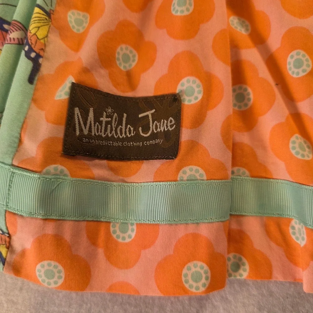 Matilda Jane Girls Mixed Print Butterfly Floral Dress Peach Mint Size 8 20010D